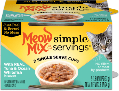 Meow Mix Simple Servings With Real Tuna And Ocean Whitefish In Sauce